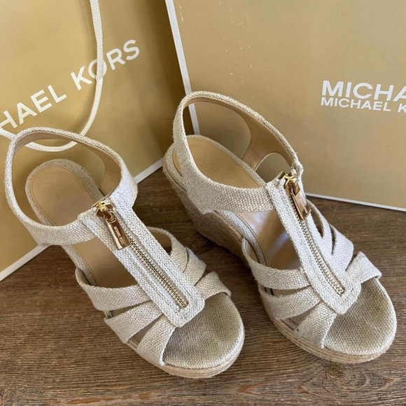 MK Berkeley Canvas Wedge Sandals - Picture 2 of 10
